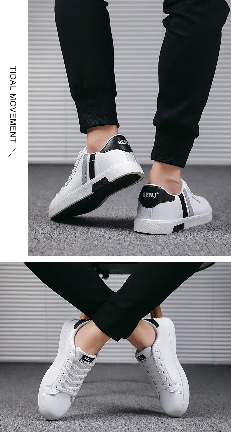 High Quality Men Sneakers Leather Outdoor Casual Shoes Lace-up Hot Sale Mens Vulcanized Shoes Trendy Men Shoes New Tenis Hombres