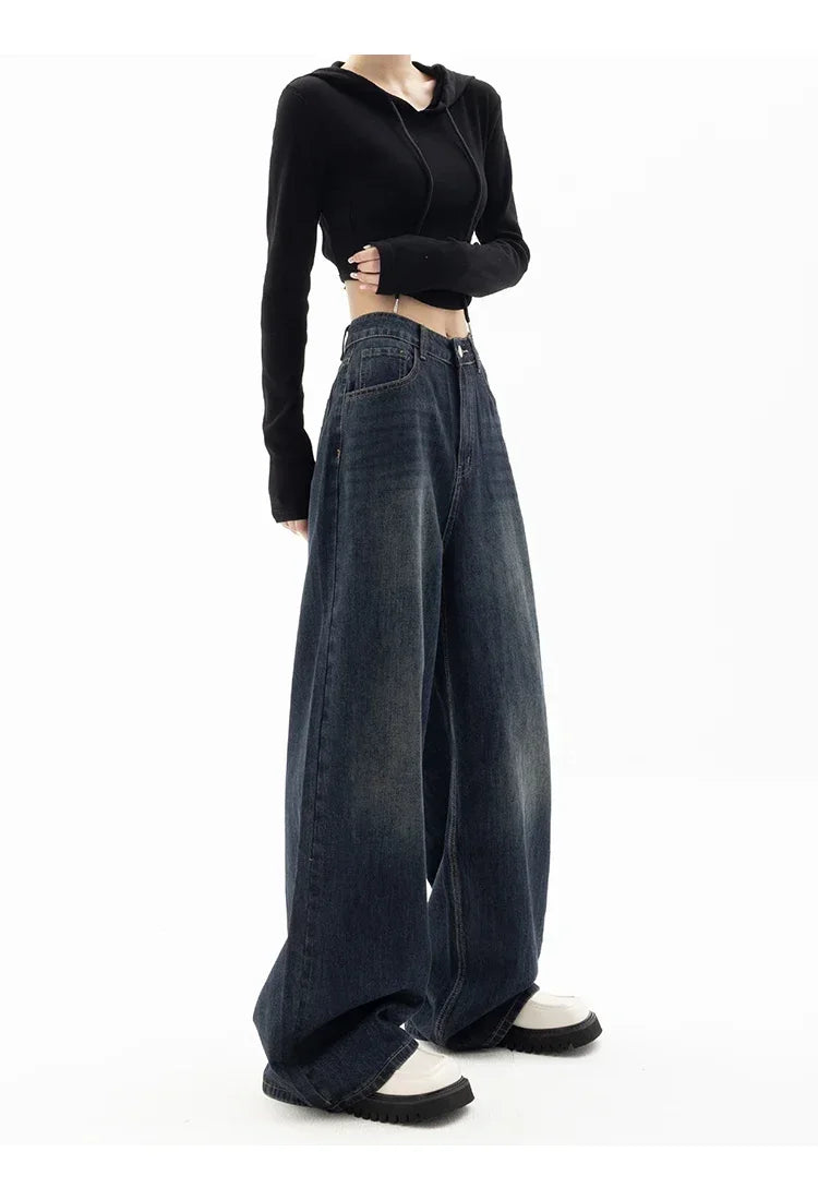 Vintage Baggy High Waist Jeans Women Y2K Wide Leg Oversized Harajuku Popular Fashion Autumn Streetwear Men Jeans Pants