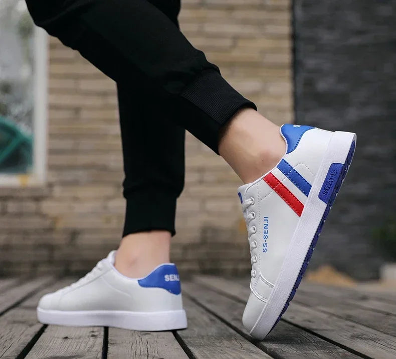 High Quality Men Sneakers Leather Outdoor Casual Shoes Lace-up Hot Sale Mens Vulcanized Shoes Trendy Men Shoes New Tenis Hombres