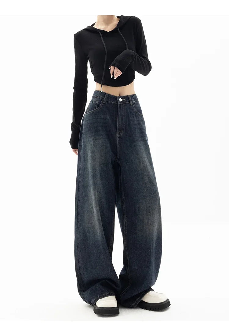 Vintage Baggy High Waist Jeans Women Y2K Wide Leg Oversized Harajuku Popular Fashion Autumn Streetwear Men Jeans Pants