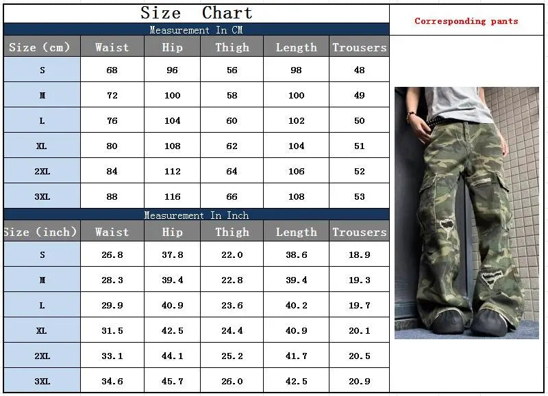 2025 Ropa Y2K Streetwear Washed Camouflage Baggy Ripped Cargo Jeans Pants For Women Clothing Multi Pockets Hip Hop Lady Trousers