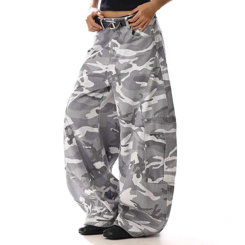 2026 Lady Camouflage High Waist Jeans Hot Sale Female Straight Leg Denim Trousers Girls Fashion Loose Casual Pants