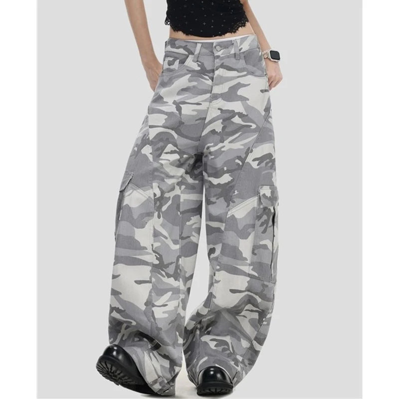 2026 Lady Camouflage High Waist Jeans Hot Sale Female Straight Leg Denim Trousers Girls Fashion Loose Casual Pants