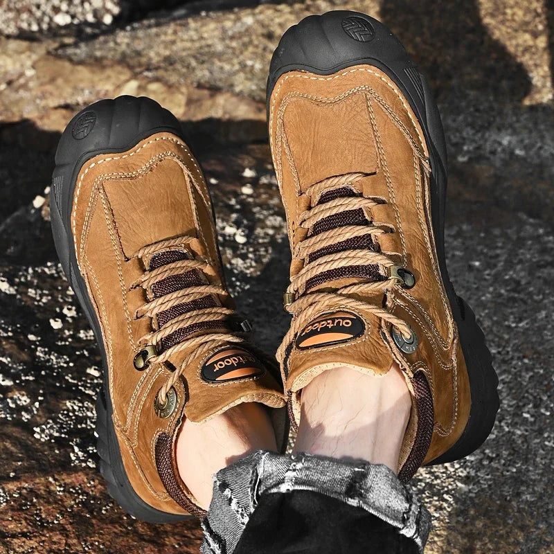 Man Casual Boots Winter Black Genuine Leather Comfy Men's Shoes Fashion Luxury Brand Men Boots New Design Outdoor Hiking Boots