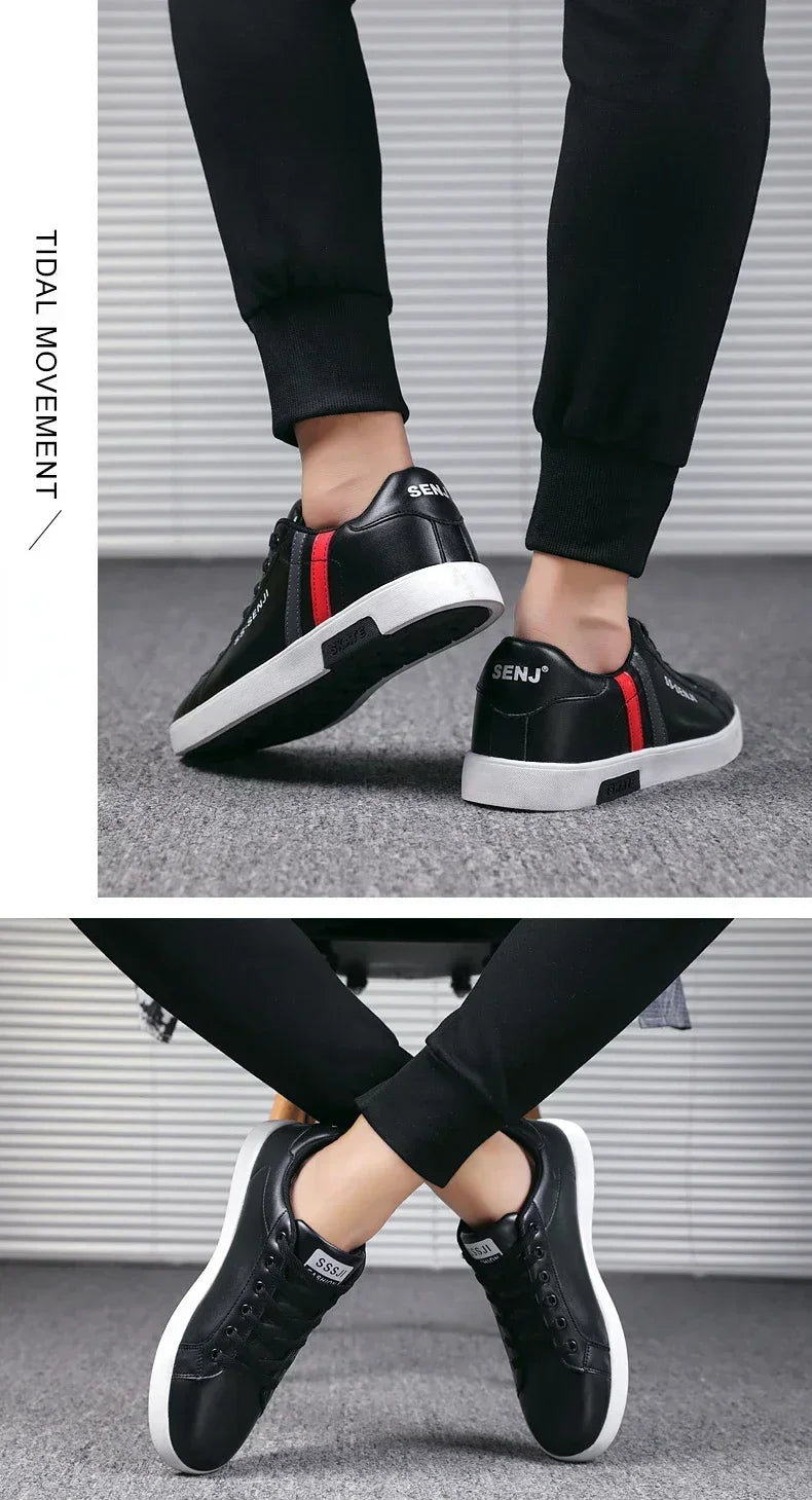 High Quality Men Sneakers Leather Outdoor Casual Shoes Lace-up Hot Sale Mens Vulcanized Shoes Trendy Men Shoes New Tenis Hombres