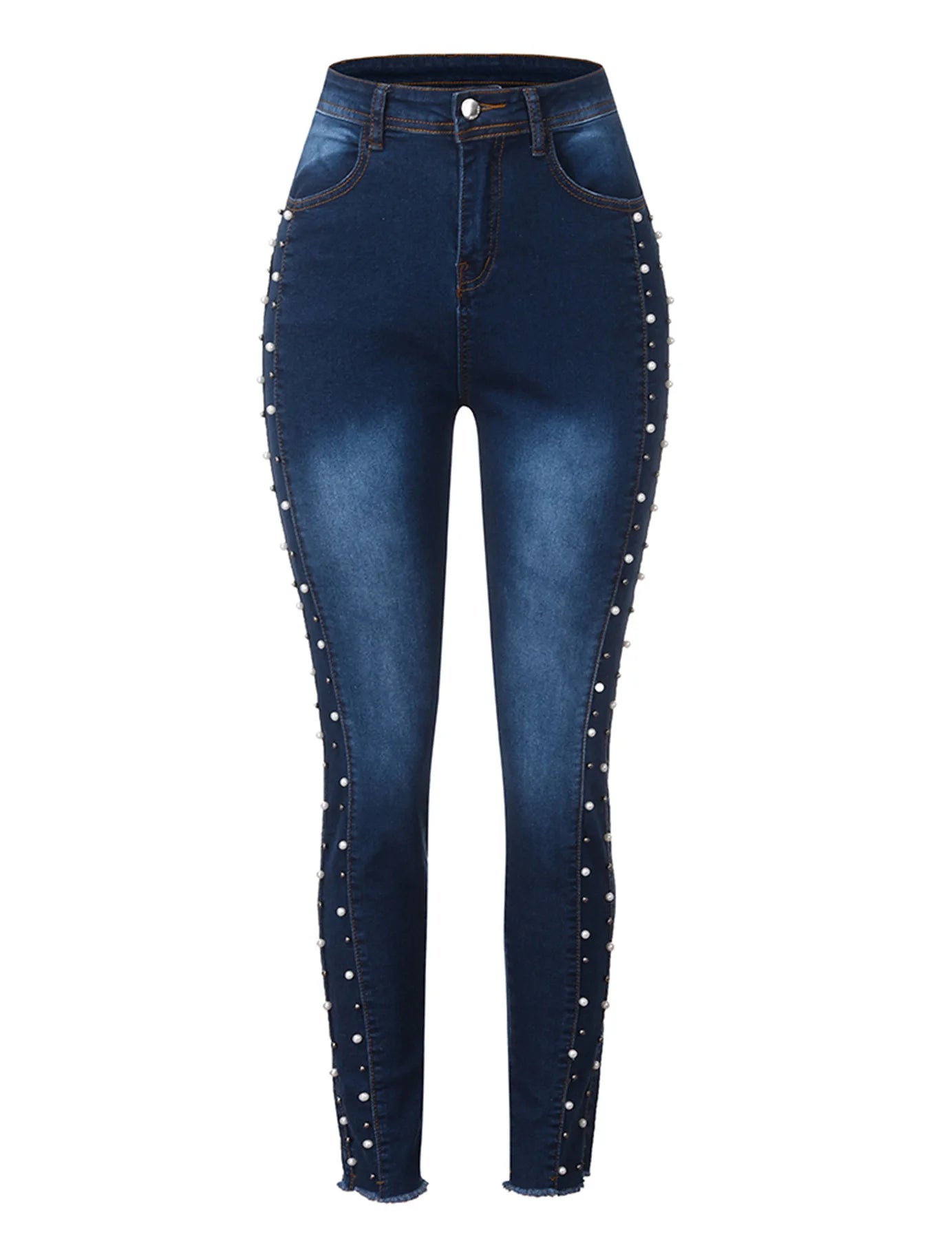 Slimming, Hip-lifting, High-waisted, Small-leg Jeans, Four Seasons New Fashionable Diamond-beaded Casual Pencil Jeans for Women