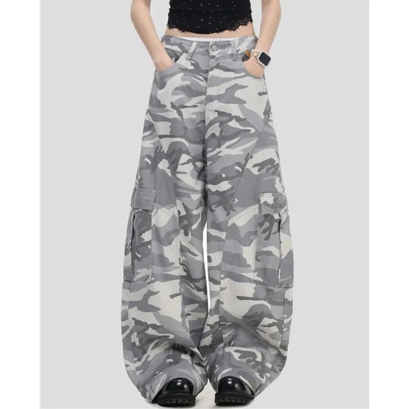 2026 Lady Camouflage High Waist Jeans Hot Sale Female Straight Leg Denim Trousers Girls Fashion Loose Casual Pants
