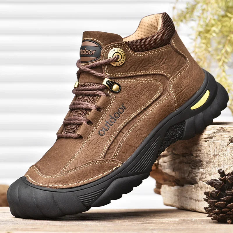 Man Casual Boots Winter Black Genuine Leather Comfy Men's Shoes Fashion Luxury Brand Men Boots New Design Outdoor Hiking Boots