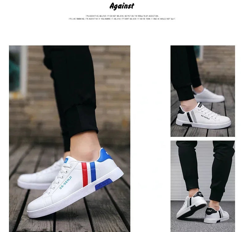 High Quality Men Sneakers Leather Outdoor Casual Shoes Lace-up Hot Sale Mens Vulcanized Shoes Trendy Men Shoes New Tenis Hombres