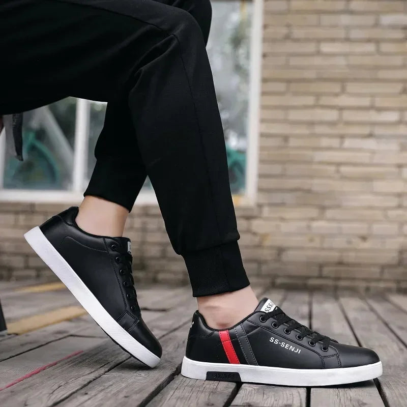 High Quality Men Sneakers Leather Outdoor Casual Shoes Lace-up Hot Sale Mens Vulcanized Shoes Trendy Men Shoes New Tenis Hombres