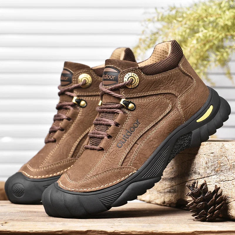 Man Casual Boots Winter Black Genuine Leather Comfy Men's Shoes Fashion Luxury Brand Men Boots New Design Outdoor Hiking Boots