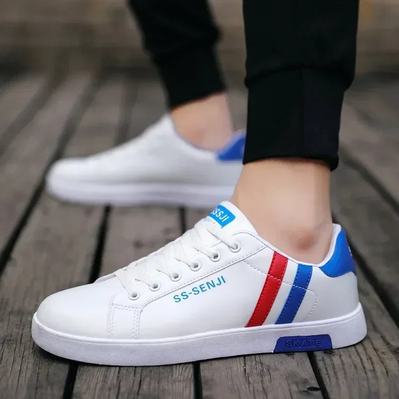 High Quality Men Sneakers Leather Outdoor Casual Shoes Lace-up Hot Sale Mens Vulcanized Shoes Trendy Men Shoes New Tenis Hombres