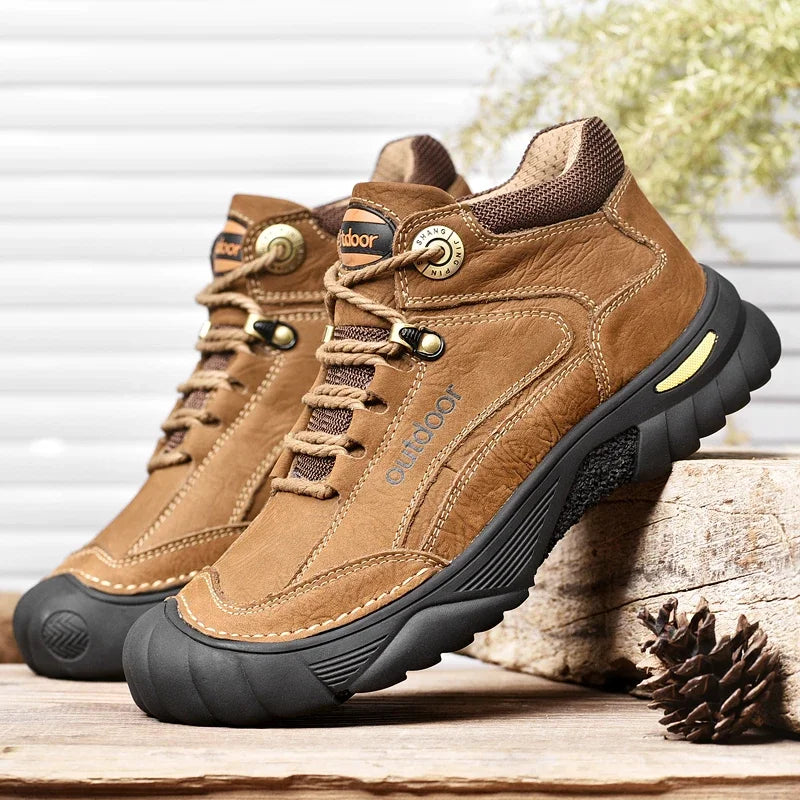 Man Casual Boots Winter Black Genuine Leather Comfy Men's Shoes Fashion Luxury Brand Men Boots New Design Outdoor Hiking Boots