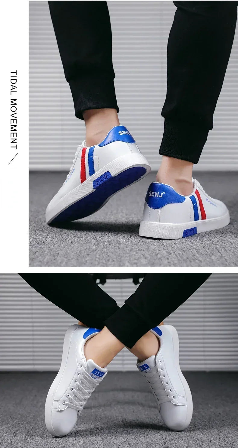 High Quality Men Sneakers Leather Outdoor Casual Shoes Lace-up Hot Sale Mens Vulcanized Shoes Trendy Men Shoes New Tenis Hombres
