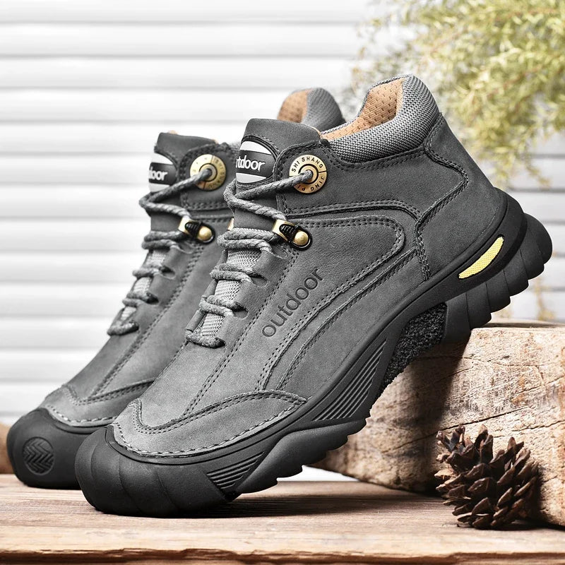 Man Casual Boots Winter Black Genuine Leather Comfy Men's Shoes Fashion Luxury Brand Men Boots New Design Outdoor Hiking Boots