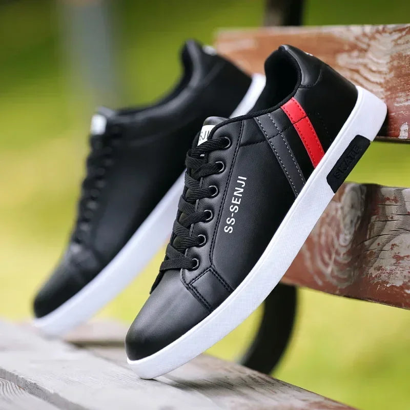 High Quality Men Sneakers Leather Outdoor Casual Shoes Lace-up Hot Sale Mens Vulcanized Shoes Trendy Men Shoes New Tenis Hombres