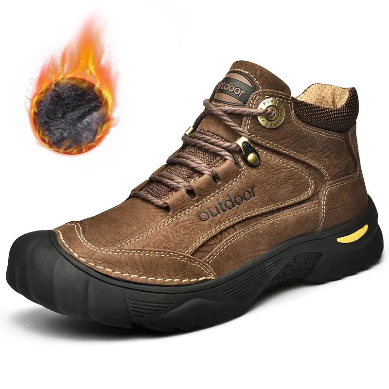 Man Casual Boots Winter Black Genuine Leather Comfy Men's Shoes Fashion Luxury Brand Men Boots New Design Outdoor Hiking Boots