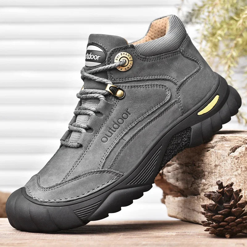 Man Casual Boots Winter Black Genuine Leather Comfy Men's Shoes Fashion Luxury Brand Men Boots New Design Outdoor Hiking Boots