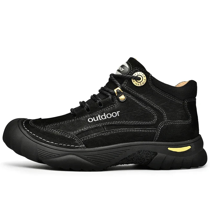 Man Casual Boots Winter Black Genuine Leather Comfy Men's Shoes Fashion Luxury Brand Men Boots New Design Outdoor Hiking Boots