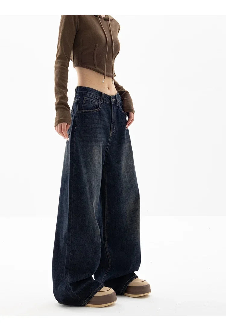 Vintage Baggy High Waist Jeans Women Y2K Wide Leg Oversized Harajuku Popular Fashion Autumn Streetwear Men Jeans Pants