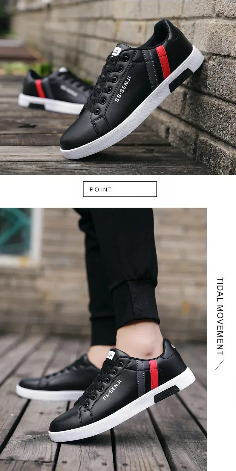 High Quality Men Sneakers Leather Outdoor Casual Shoes Lace-up Hot Sale Mens Vulcanized Shoes Trendy Men Shoes New Tenis Hombres