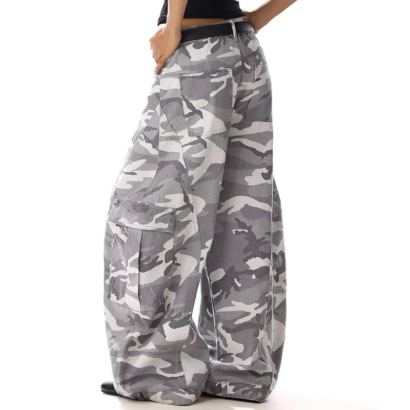 2026 Lady Camouflage High Waist Jeans Hot Sale Female Straight Leg Denim Trousers Girls Fashion Loose Casual Pants