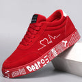 Breathable Mid-Top Sneakers , Heart & Music Graphic Design, Casual Streetwear Shoes for Couples, Valentine's Day & Birthday Gift
