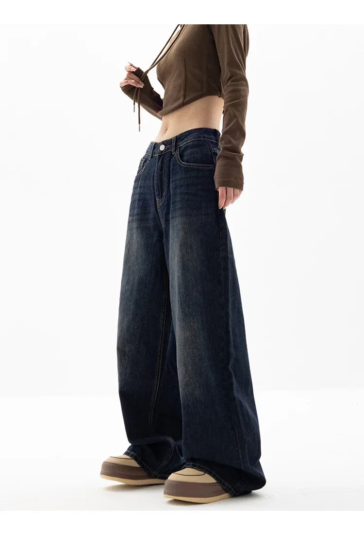 Vintage Baggy High Waist Jeans Women Y2K Wide Leg Oversized Harajuku Popular Fashion Autumn Streetwear Men Jeans Pants