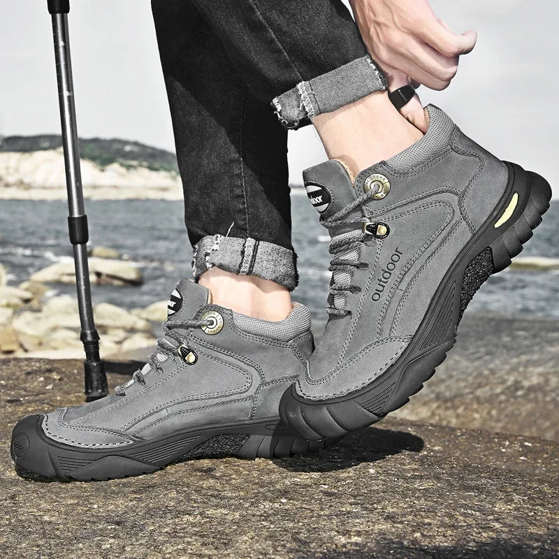 Man Casual Boots Winter Black Genuine Leather Comfy Men's Shoes Fashion Luxury Brand Men Boots New Design Outdoor Hiking Boots