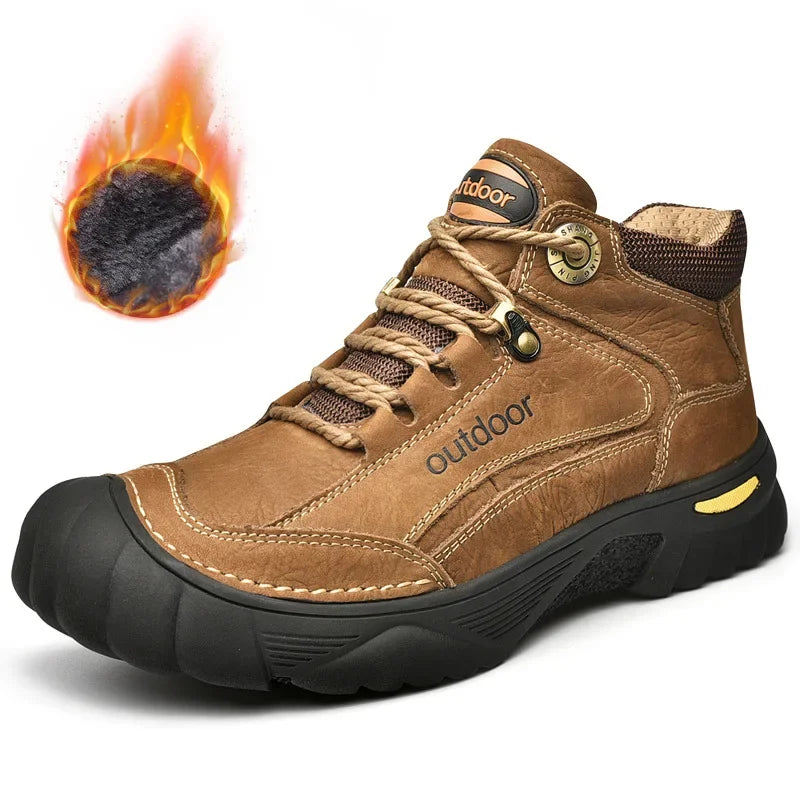 Man Casual Boots Winter Black Genuine Leather Comfy Men's Shoes Fashion Luxury Brand Men Boots New Design Outdoor Hiking Boots