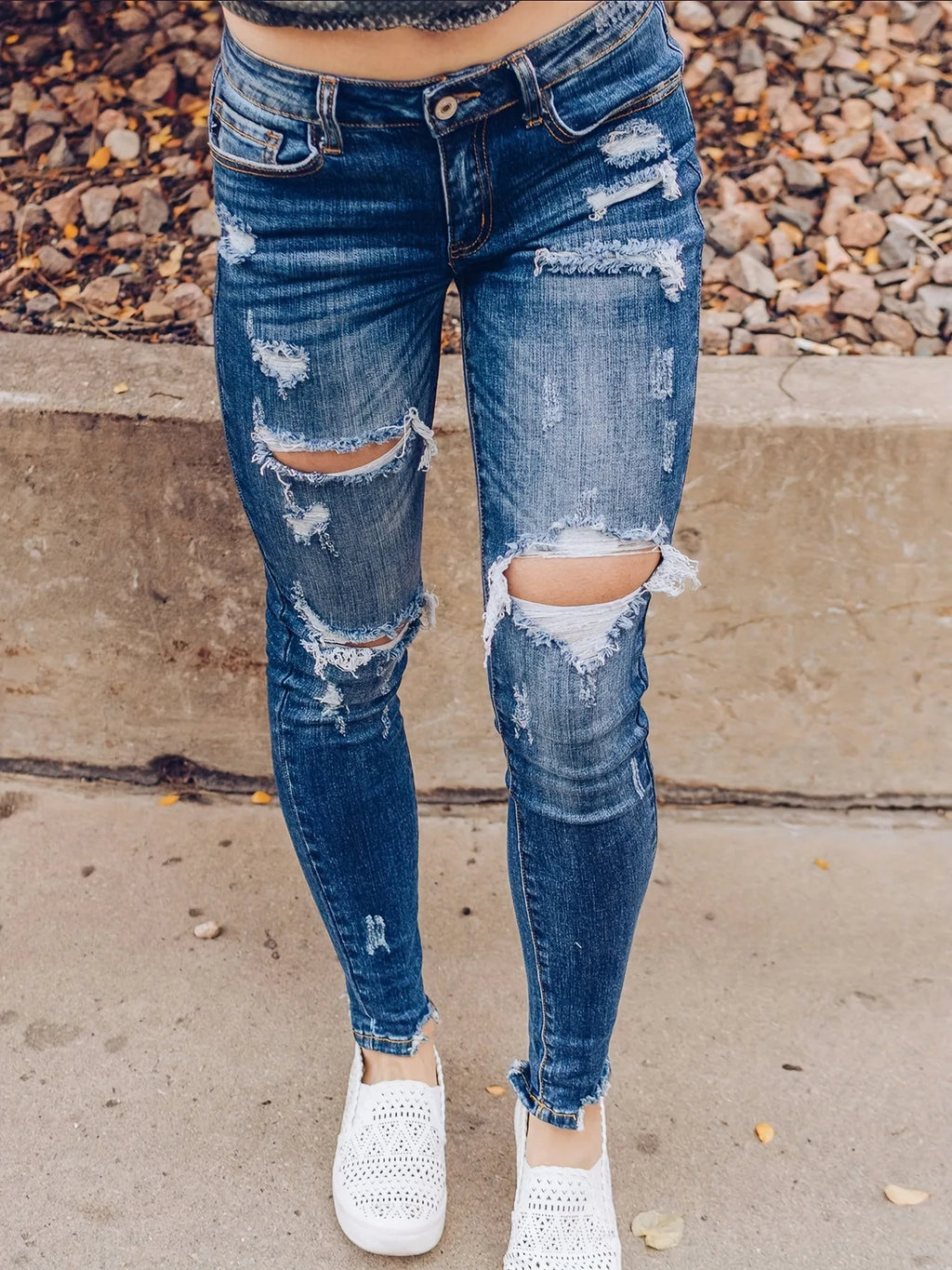 2024 Spring New Fashion Ripped Jeans for Women High Stretch Slim Denim Pencil Pants Casual Skinny Jeans S-XL