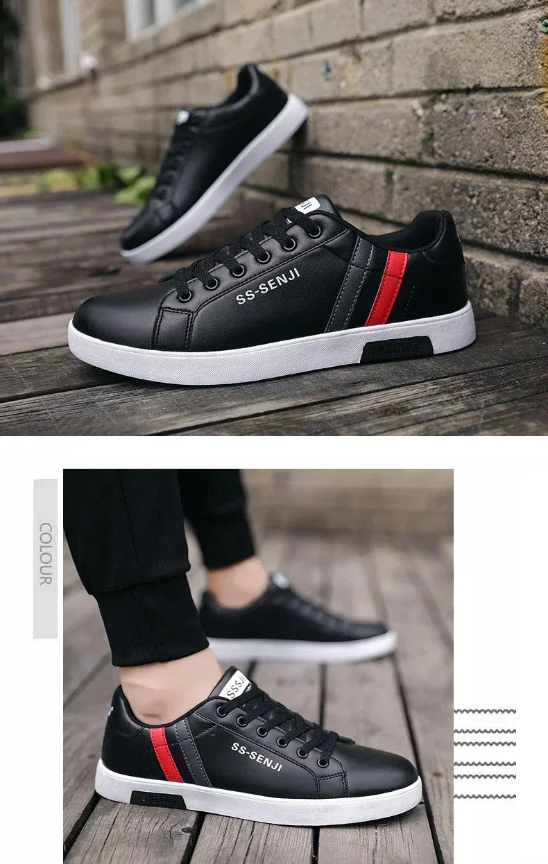 High Quality Men Sneakers Leather Outdoor Casual Shoes Lace-up Hot Sale Mens Vulcanized Shoes Trendy Men Shoes New Tenis Hombres