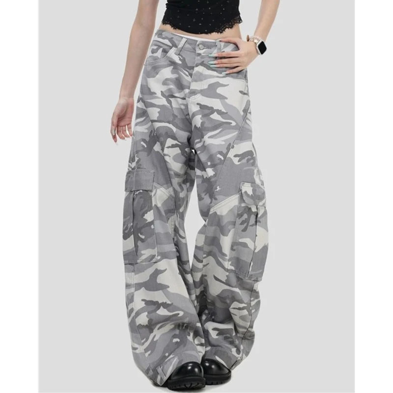 2026 Lady Camouflage High Waist Jeans Hot Sale Female Straight Leg Denim Trousers Girls Fashion Loose Casual Pants