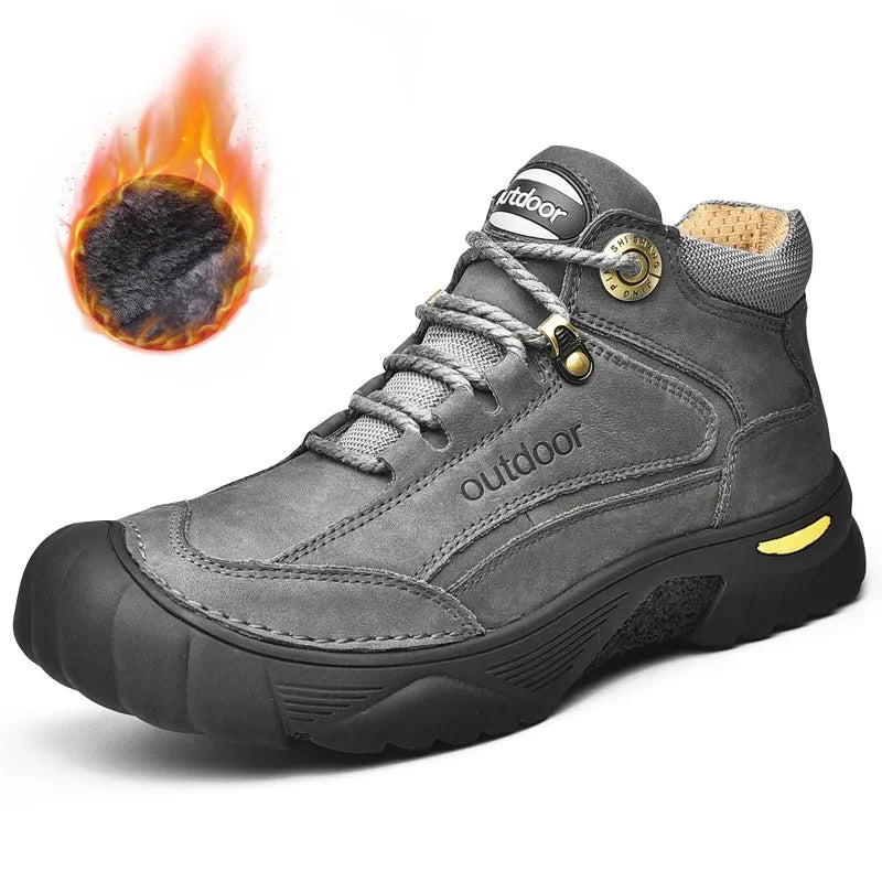 Man Casual Boots Winter Black Genuine Leather Comfy Men's Shoes Fashion Luxury Brand Men Boots New Design Outdoor Hiking Boots