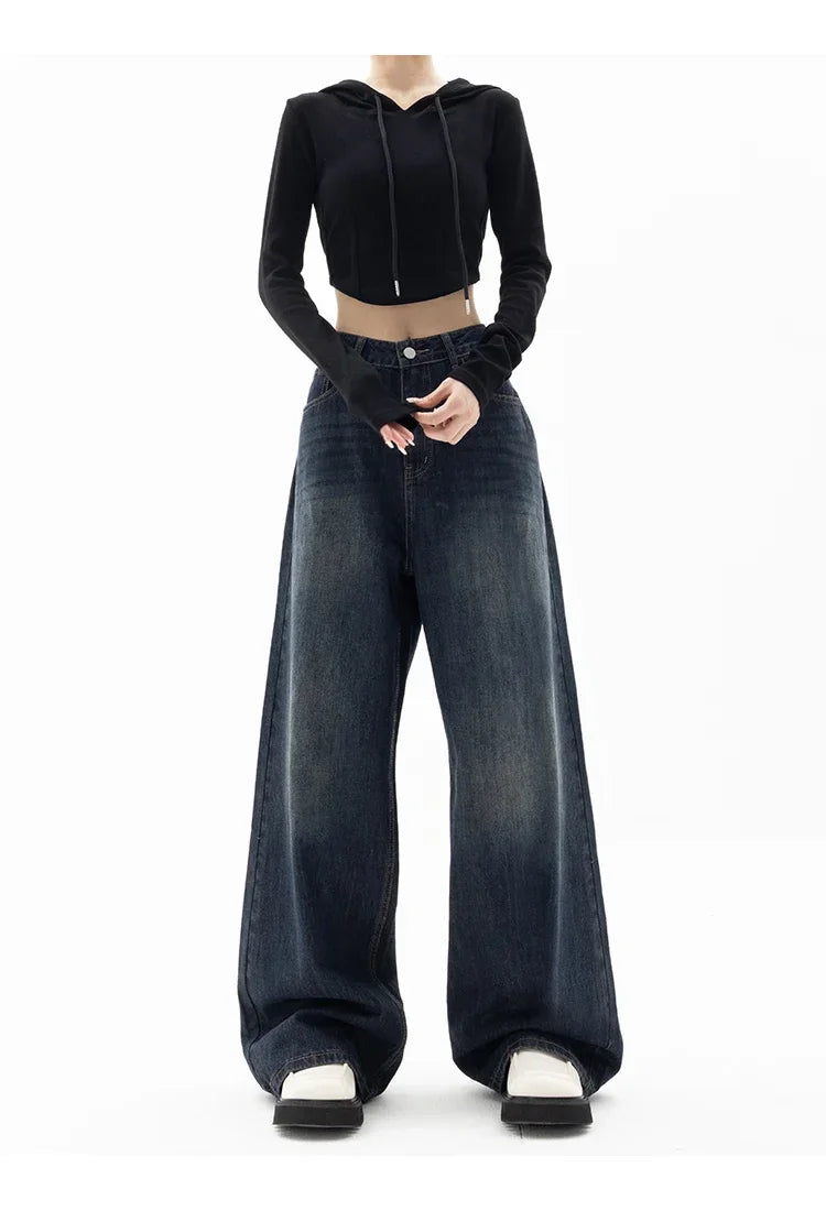 Vintage Baggy High Waist Jeans Women Y2K Wide Leg Oversized Harajuku Popular Fashion Autumn Streetwear Men Jeans Pants