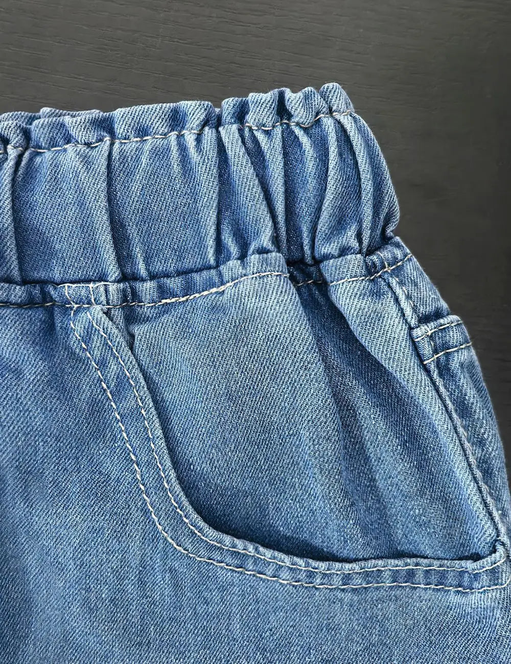 2026 New Women High Waist Drawstring Elastic Waist Washed Solid Color Wide Leg Long Pants Straight Loose Slimming Denim Pants