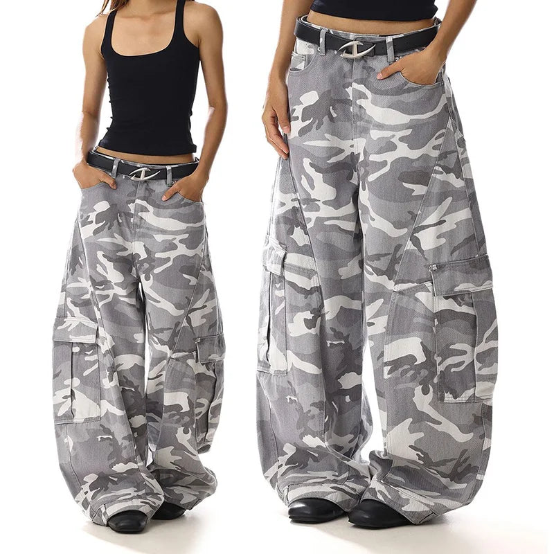 2026 Lady Camouflage High Waist Jeans Hot Sale Female Straight Leg Denim Trousers Girls Fashion Loose Casual Pants