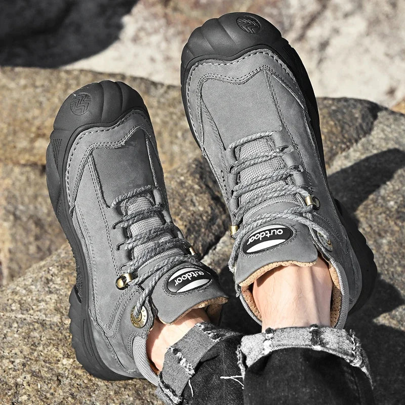 Man Casual Boots Winter Black Genuine Leather Comfy Men's Shoes Fashion Luxury Brand Men Boots New Design Outdoor Hiking Boots