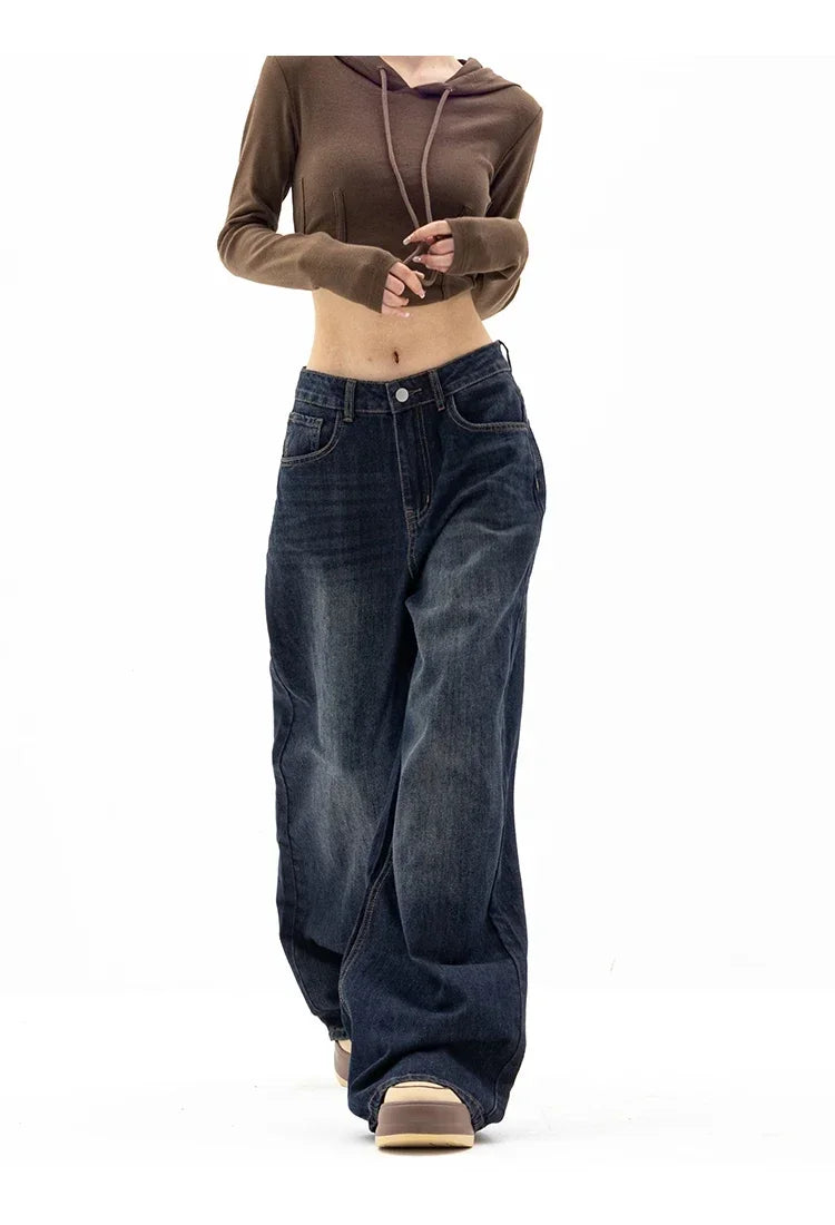 Vintage Baggy High Waist Jeans Women Y2K Wide Leg Oversized Harajuku Popular Fashion Autumn Streetwear Men Jeans Pants