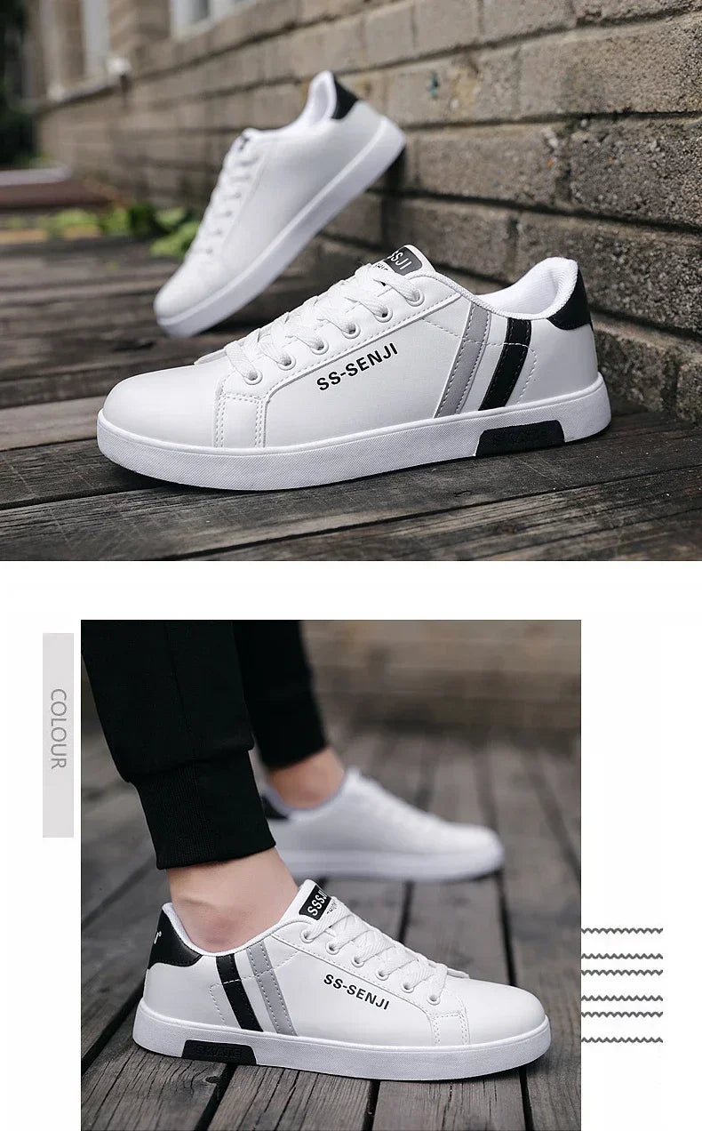 High Quality Men Sneakers Leather Outdoor Casual Shoes Lace-up Hot Sale Mens Vulcanized Shoes Trendy Men Shoes New Tenis Hombres