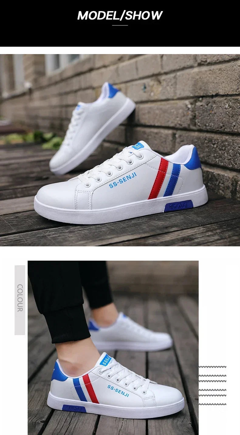 High Quality Men Sneakers Leather Outdoor Casual Shoes Lace-up Hot Sale Mens Vulcanized Shoes Trendy Men Shoes New Tenis Hombres