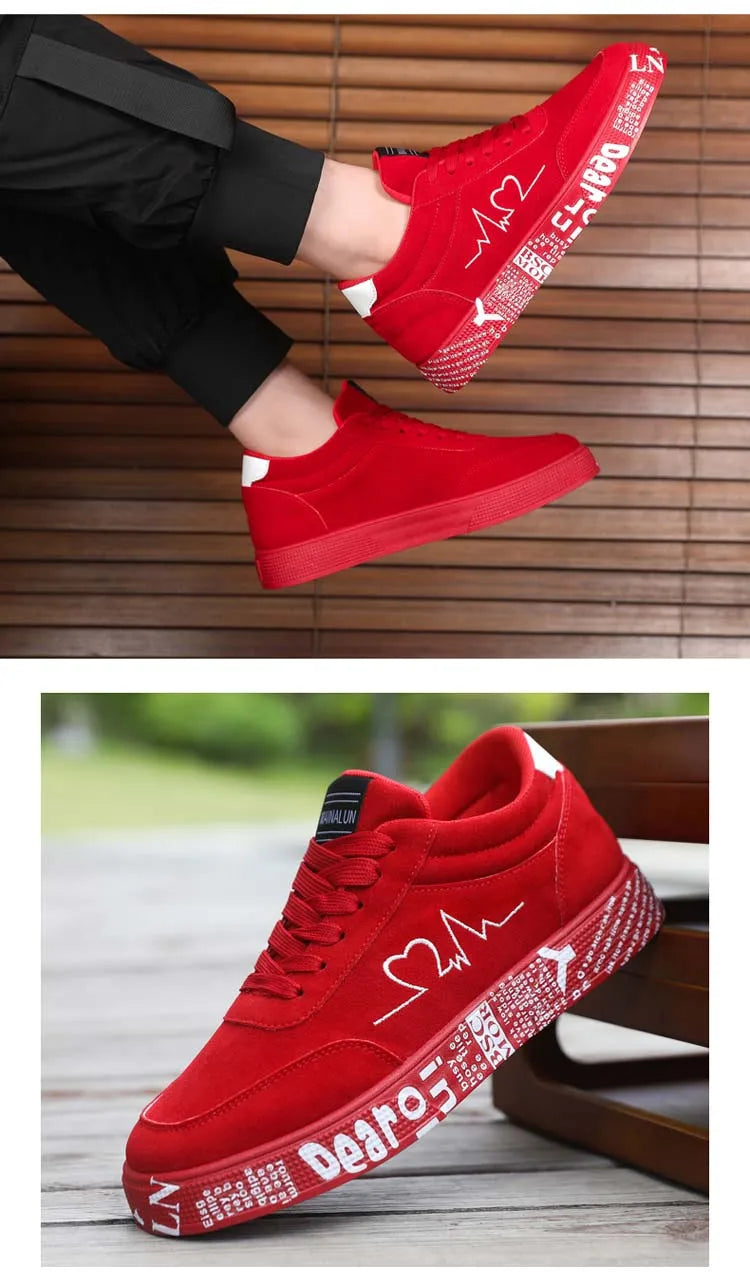 Breathable Mid-Top Sneakers , Heart & Music Graphic Design, Casual Streetwear Shoes for Couples, Valentine's Day & Birthday Gift