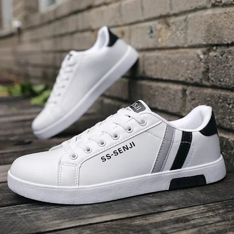 High Quality Men Sneakers Leather Outdoor Casual Shoes Lace-up Hot Sale Mens Vulcanized Shoes Trendy Men Shoes New Tenis Hombres