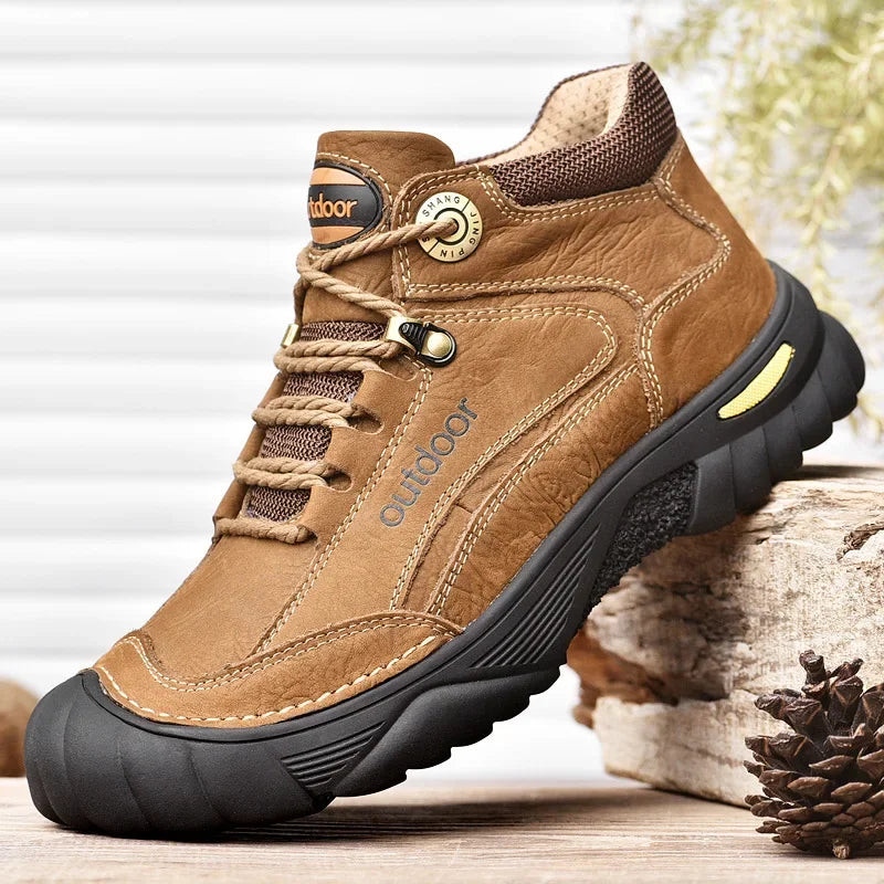 Man Casual Boots Winter Black Genuine Leather Comfy Men's Shoes Fashion Luxury Brand Men Boots New Design Outdoor Hiking Boots