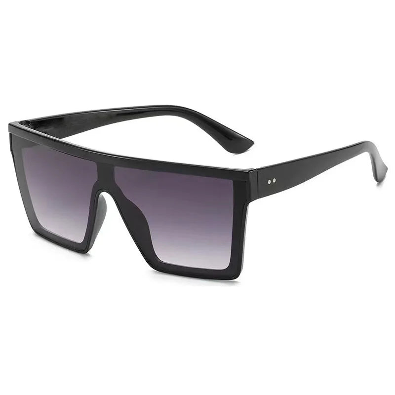 Classic White Gradient Square Sunglasses Women Fashion Retro Night Vision Drivers Goggle Men Big Frame Travel Cycling Eyewear