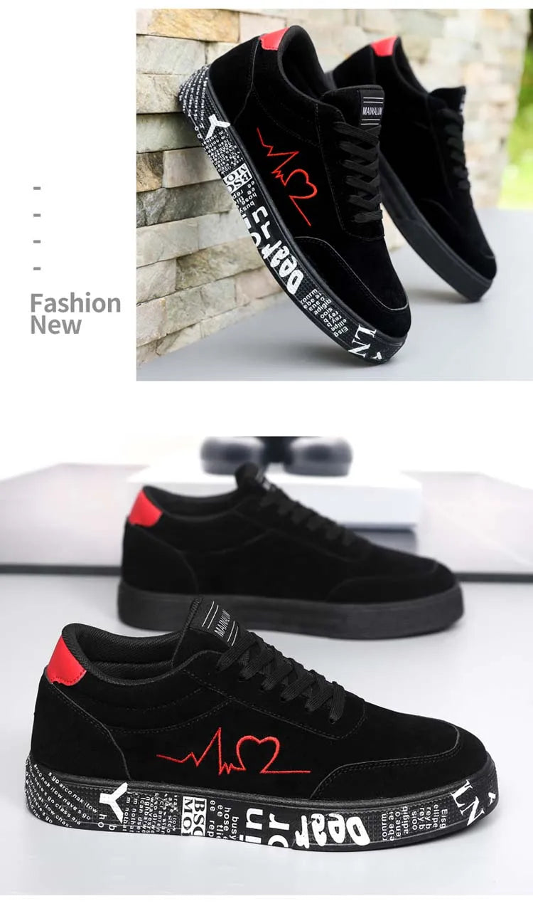 Breathable Mid-Top Sneakers , Heart & Music Graphic Design, Casual Streetwear Shoes for Couples, Valentine's Day & Birthday Gift