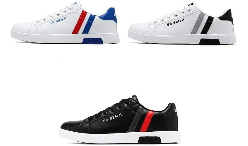 High Quality Men Sneakers Leather Outdoor Casual Shoes Lace-up Hot Sale Mens Vulcanized Shoes Trendy Men Shoes New Tenis Hombres