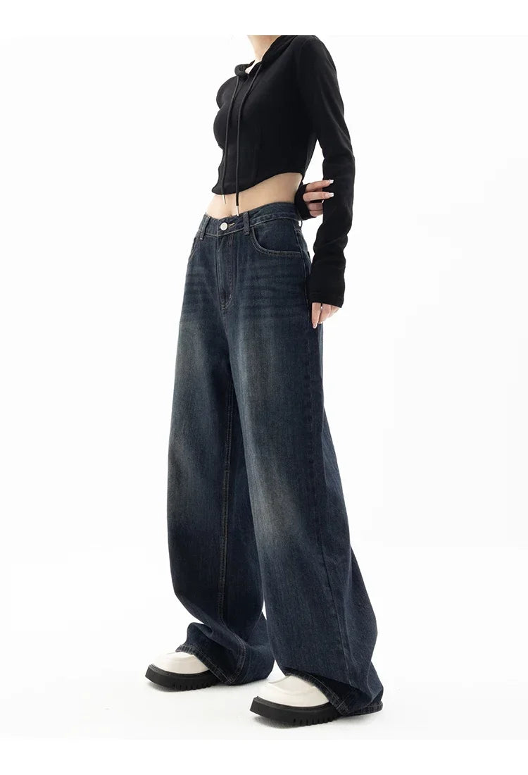 Vintage Baggy High Waist Jeans Women Y2K Wide Leg Oversized Harajuku Popular Fashion Autumn Streetwear Men Jeans Pants