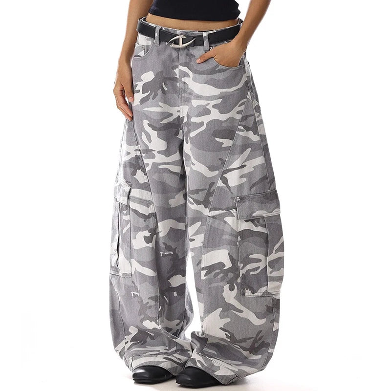 2026 Lady Camouflage High Waist Jeans Hot Sale Female Straight Leg Denim Trousers Girls Fashion Loose Casual Pants
