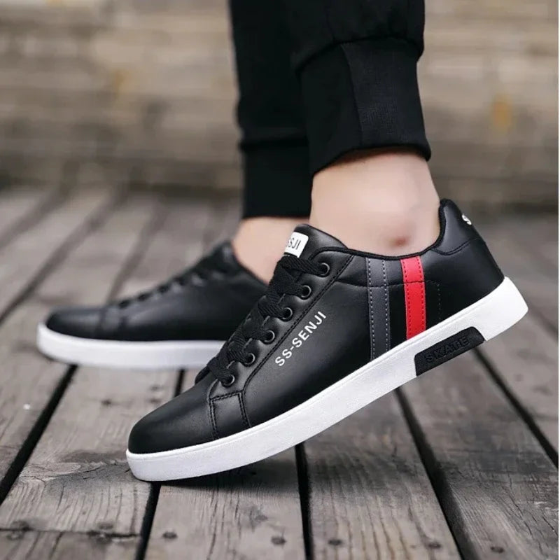 High Quality Men Sneakers Leather Outdoor Casual Shoes Lace-up Hot Sale Mens Vulcanized Shoes Trendy Men Shoes New Tenis Hombres